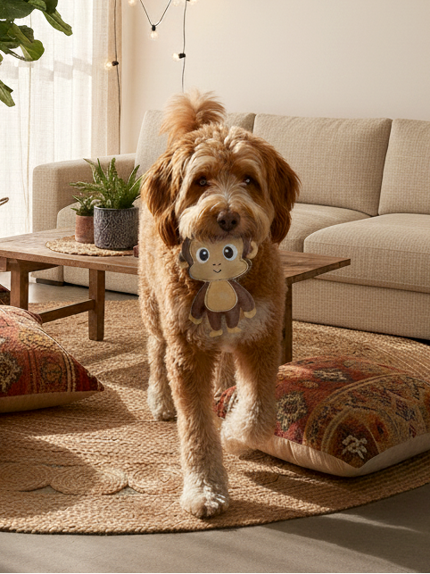 BUDDY. Leather Dog Toy "Monkey" - natural dog toy available online from BUDDY. dog accessories