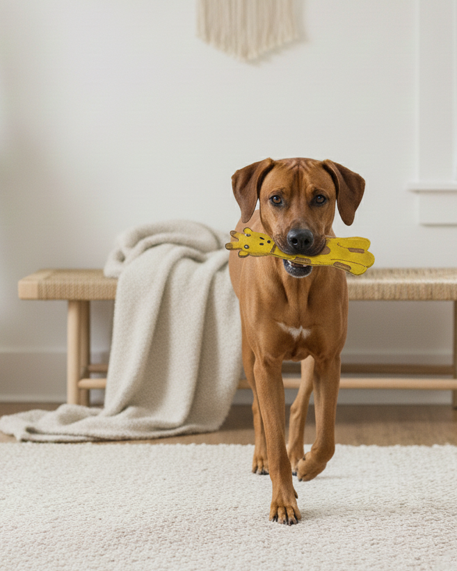 BUDDY. Leather Dog Toy "Giraffe" - natural dog toy available online from BUDDY. dog accessories