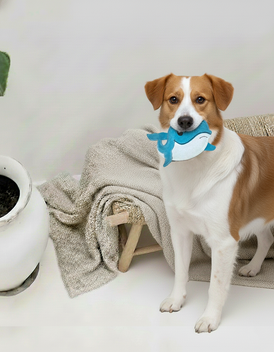 BUDDY. Leather Dog Toy "Whale" - natural dog toy available online from BUDDY. dog accessories