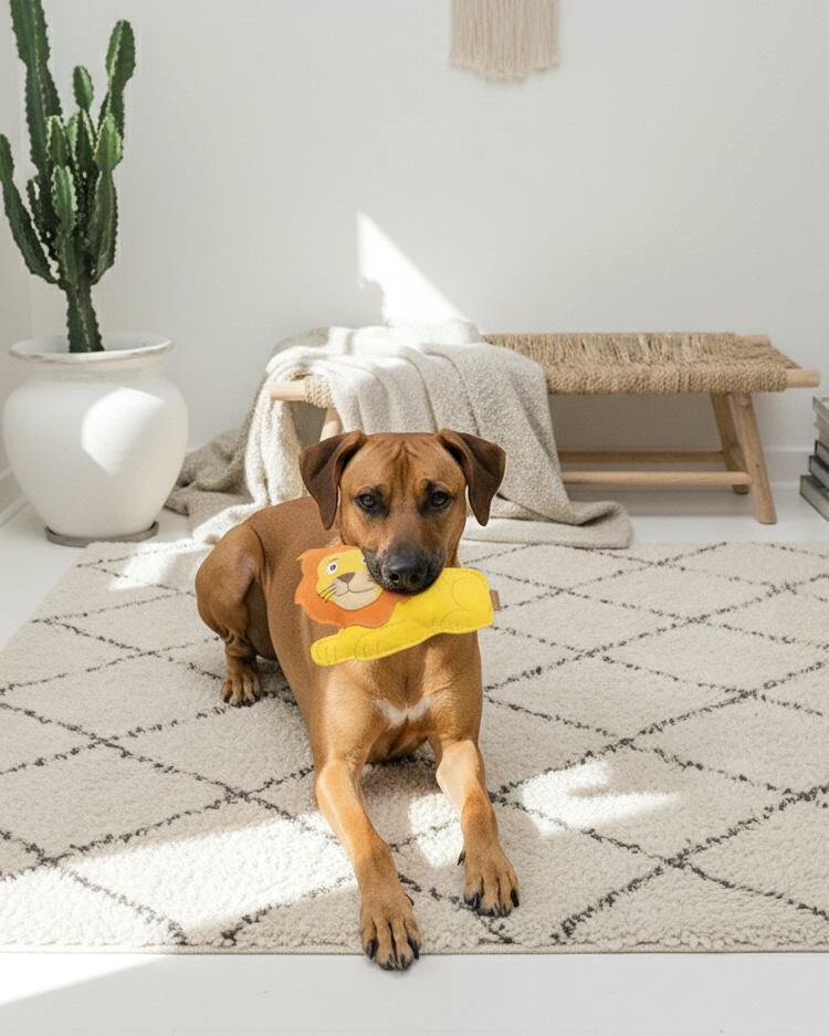 BUDDY. Leather Dog Toy "Lion" - natural dog toy available online from BUDDY. dog accessories