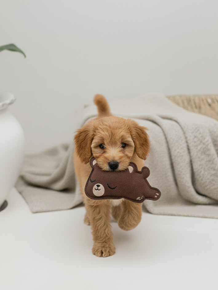 BUDDY. Leather Dog Toy "Small Bear" - natural dog toy available online from BUDDY. dog accessories