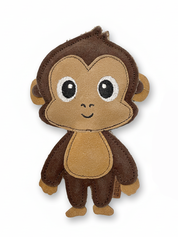 BUDDY. Leather Dog Toy "Monkey" - natural dog toy available online from BUDDY. dog accessories