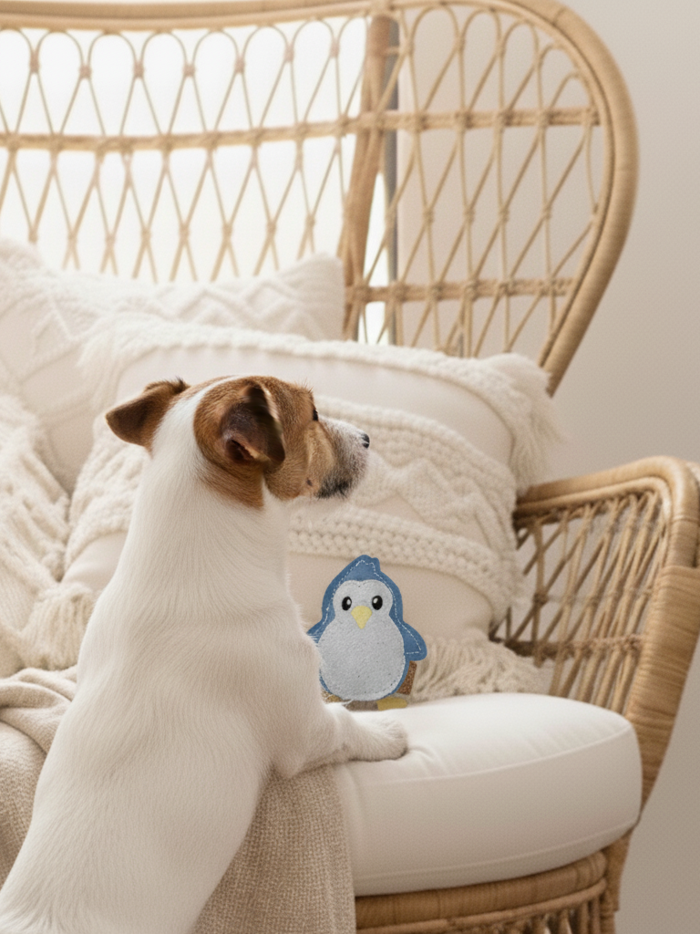 BUDDY. Leather Dog Toy "Small Penguin" - natural dog toy available online from BUDDY. dog accessories