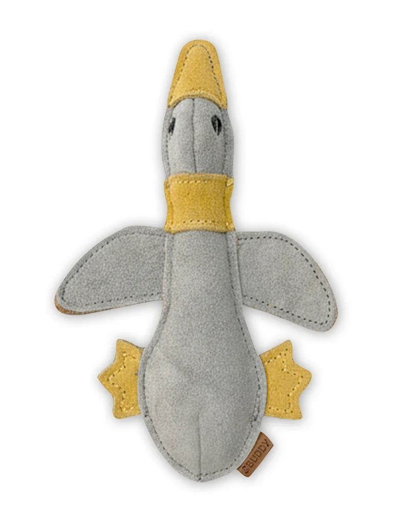BUDDY. Leather Dog Toy "Large Duck" - natural dog toy available online from BUDDY. dog accessories